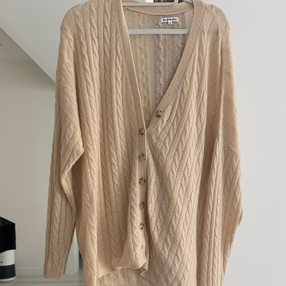 Reformation Cable-Knit V-Neck Cardigan size medium